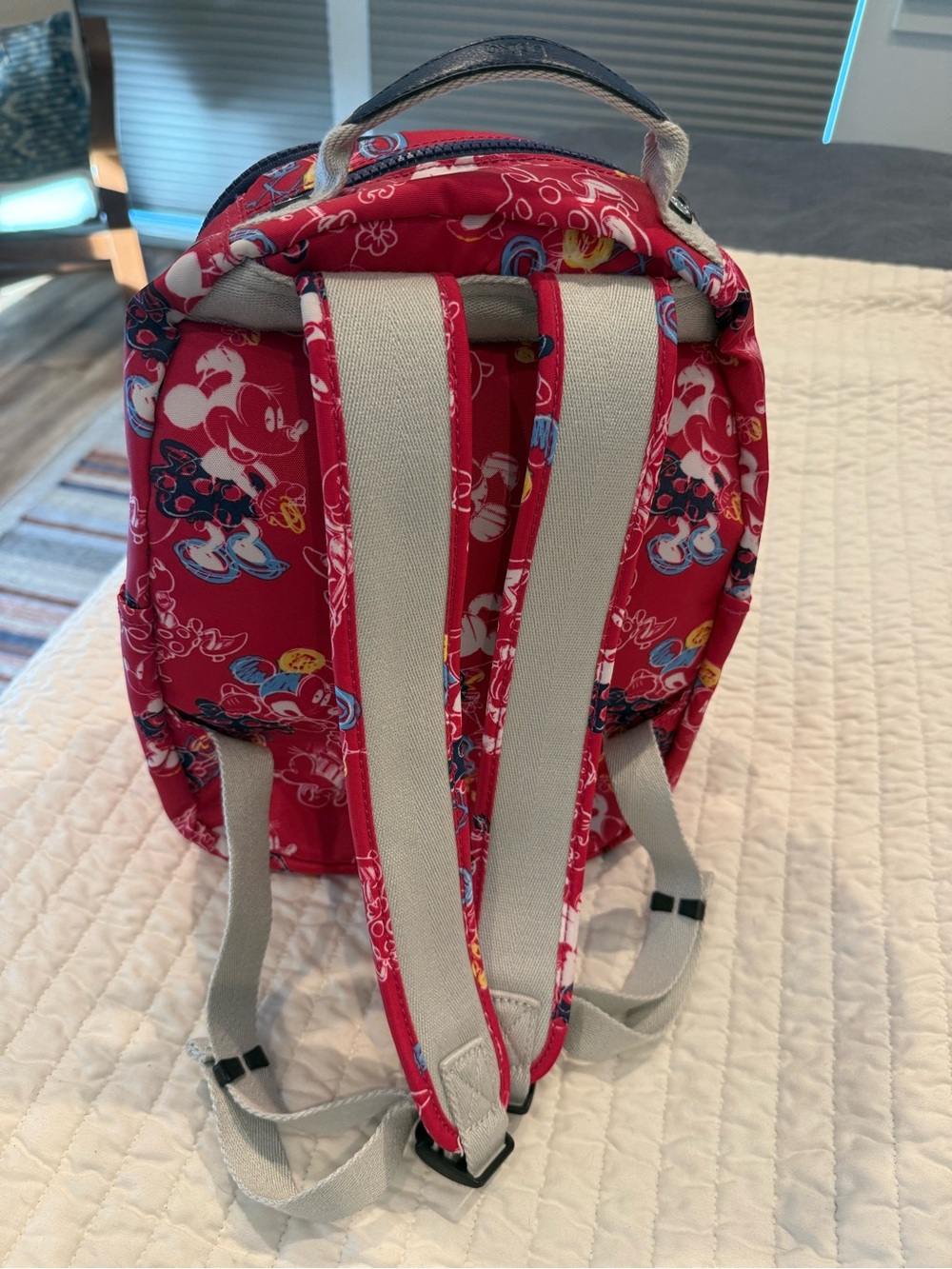 Kipling Red Minnie and Mickey Mouse Sketch Print Mini Backpack - Picture 2 of 5